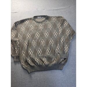 Vintage Progetto Made in Italy Argyle Sweater Mens 3X Brown Tan‎ Knit CA07817